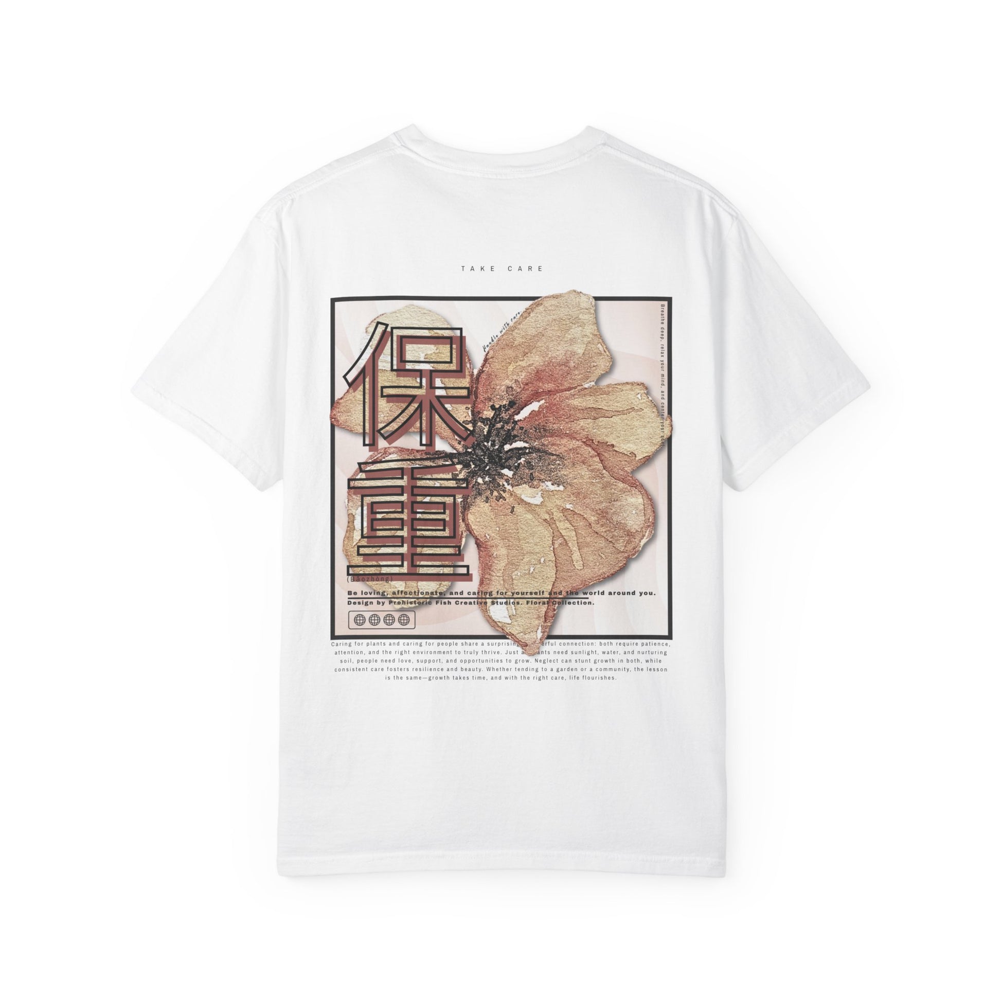 Take Care (Mandarin) Floral Collection - Peach/White Comfort Colors T-Shirt