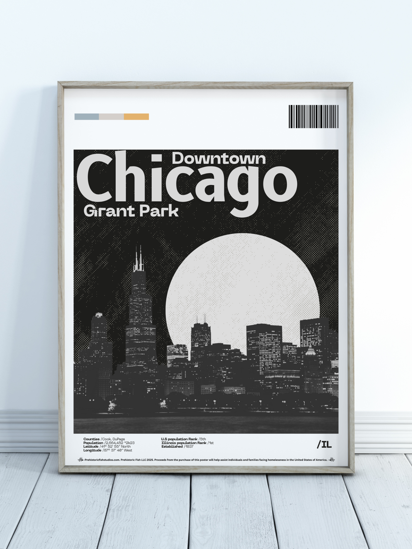 Downtown, Grant Park Chicago - 18x24 Modern Wall Art Rolled Poster