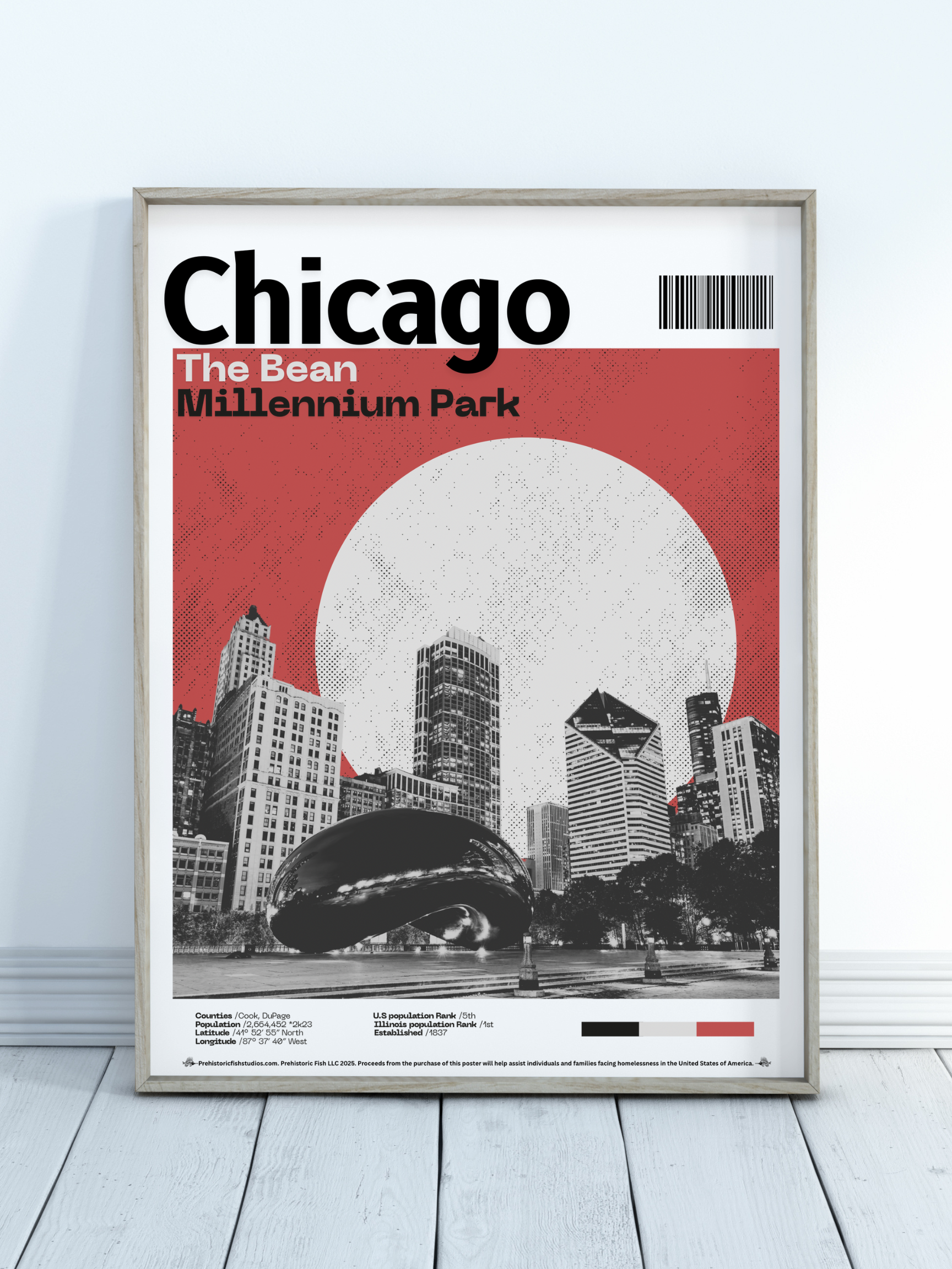 The Bean, Millennium Park Chicago - 18x24 Modern Wall Art Rolled Poster
