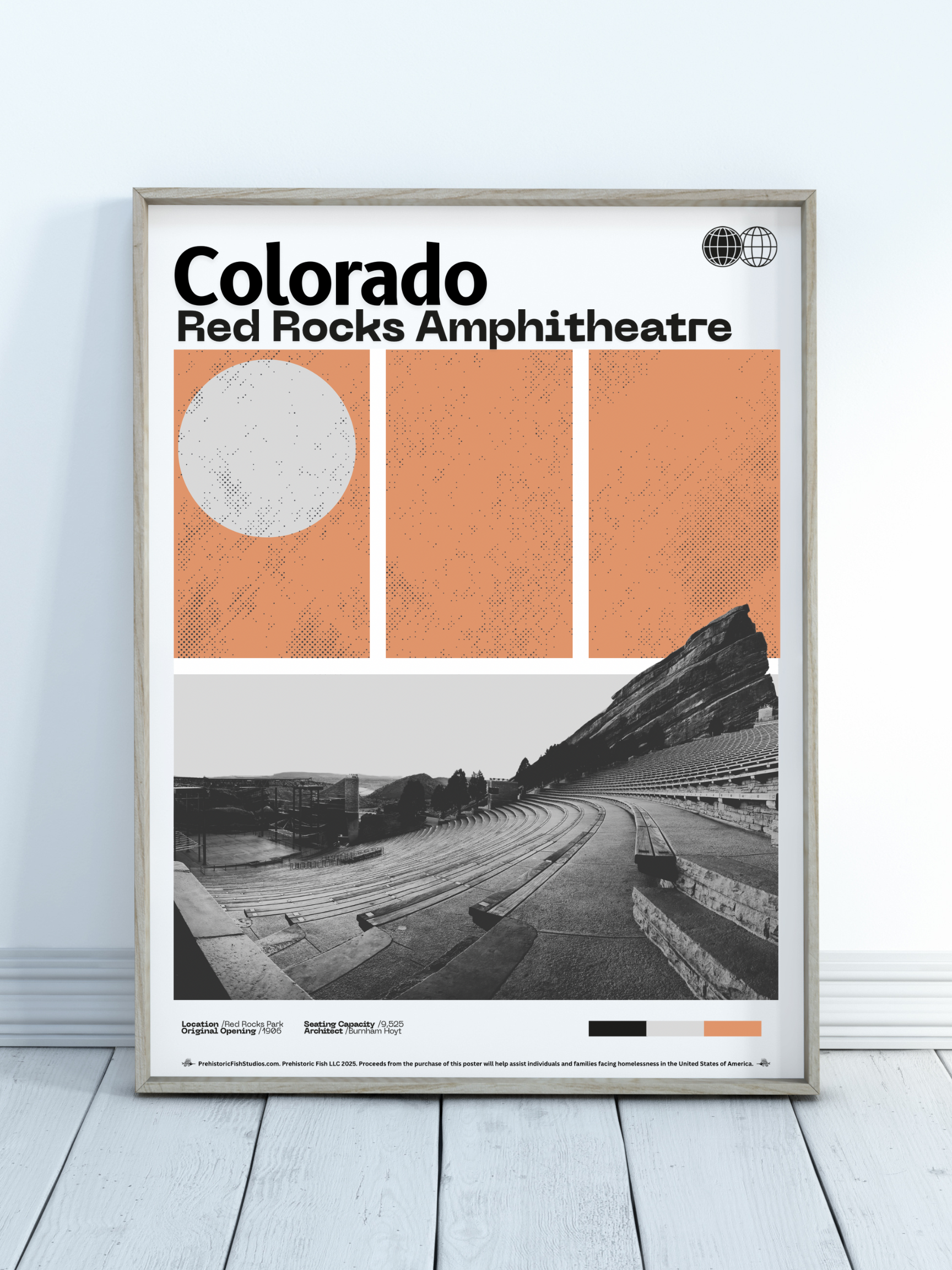 Red Rocks Amphitheatre - 18x24 Modern Wall Art Rolled Poster