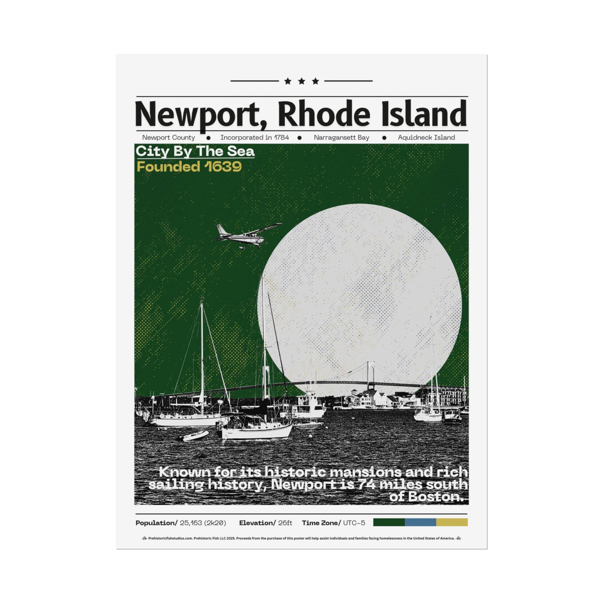 Newport Rhode Island - 18x24 Modern Wall Art Rolled Poster