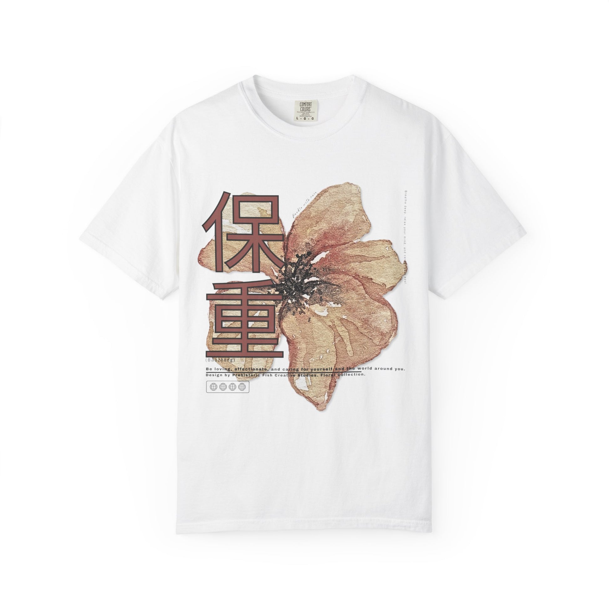 Take Care (Mandarin) Floral Collection - Peach/White Comfort Colors T-Shirt