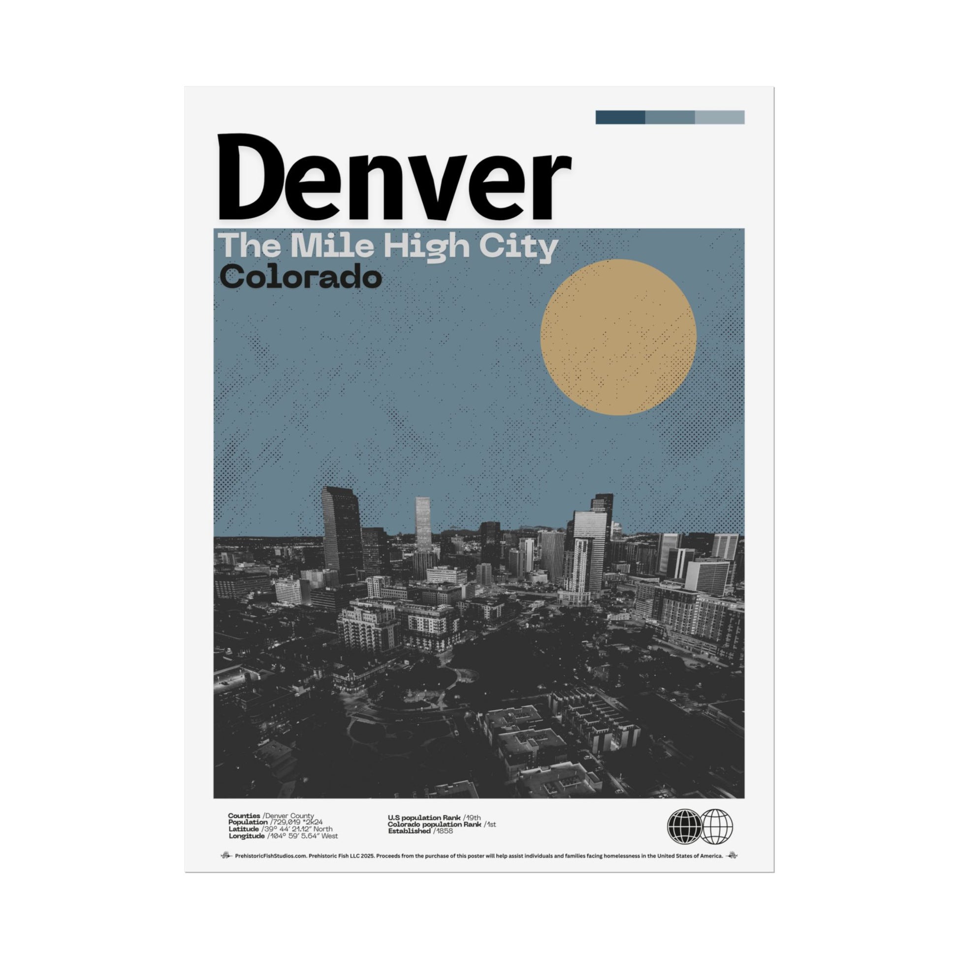 The Mile High City (2) - 18x24 Modern Wall Art Rolled Poster