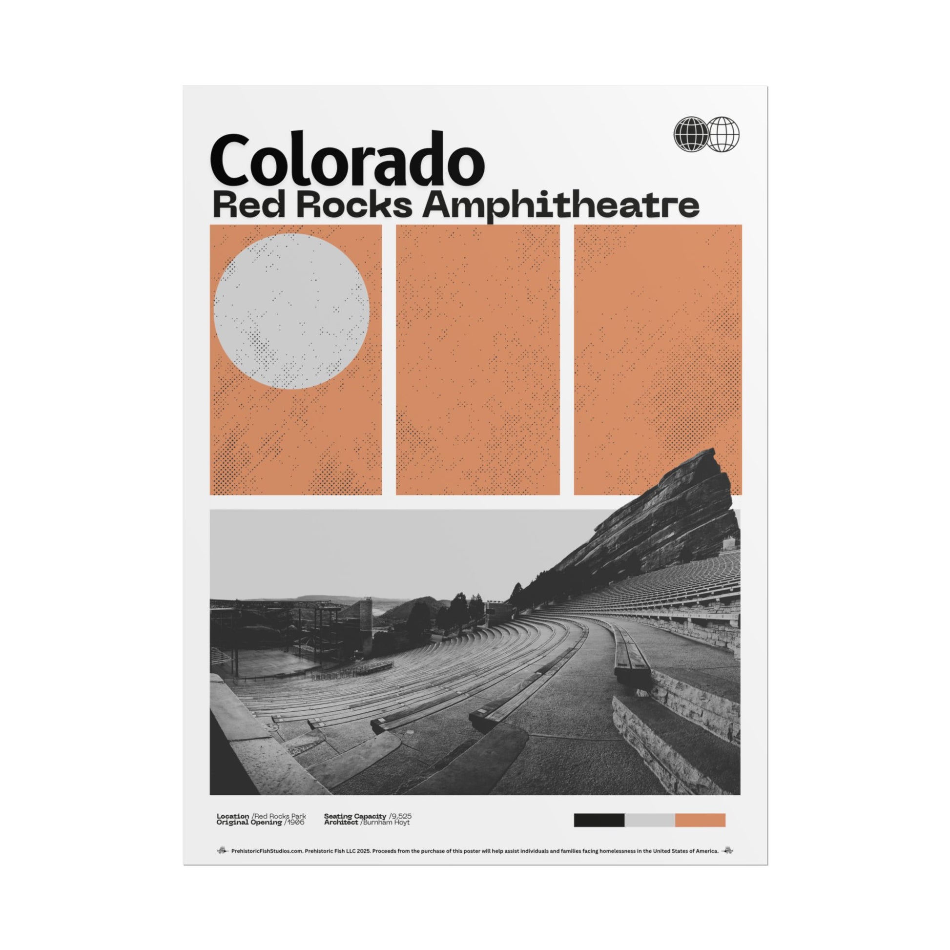 Red Rocks Amphitheatre - 18x24 Modern Wall Art Rolled Poster