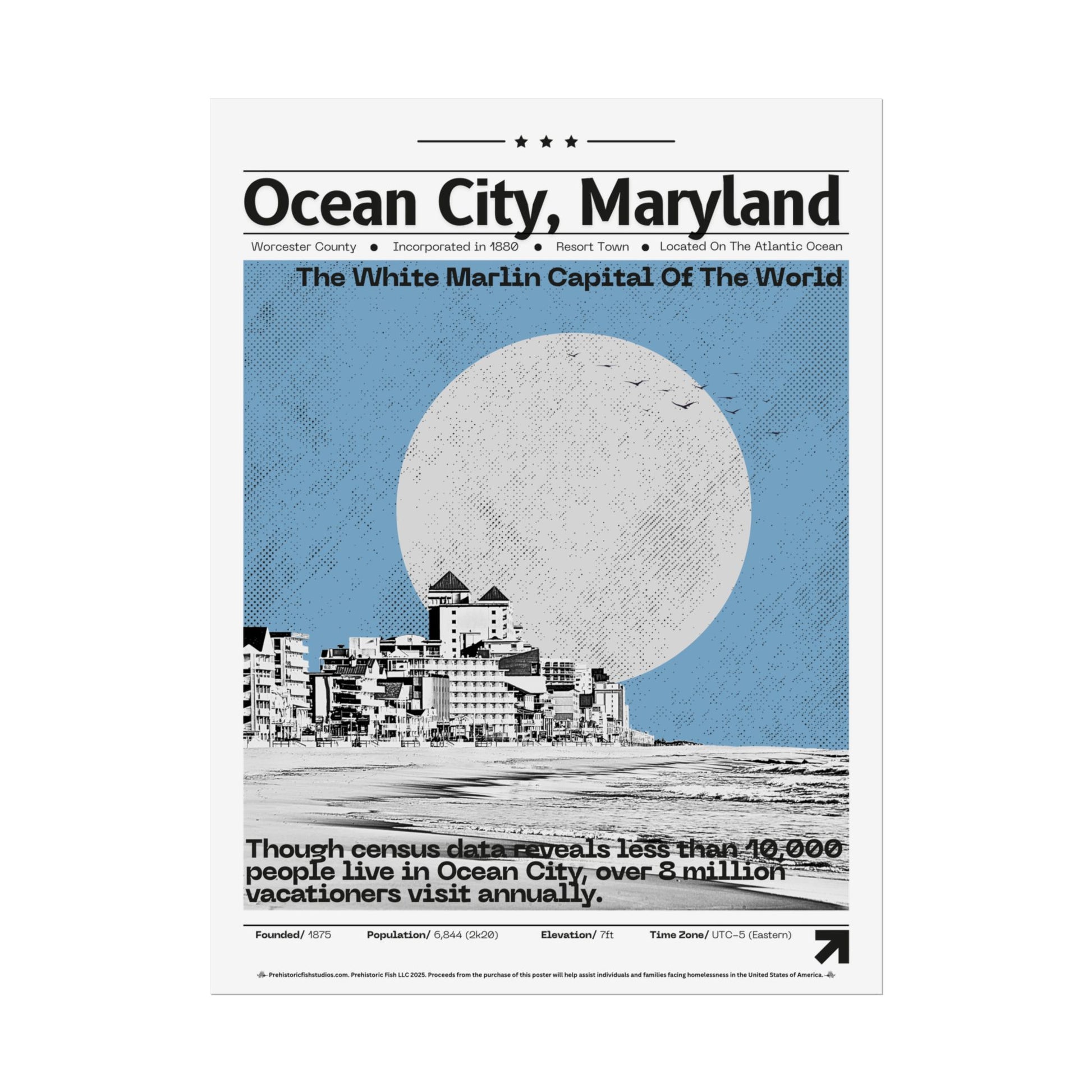Ocean City Maryland - 18x24 Modern Wall Art Rolled Poster
