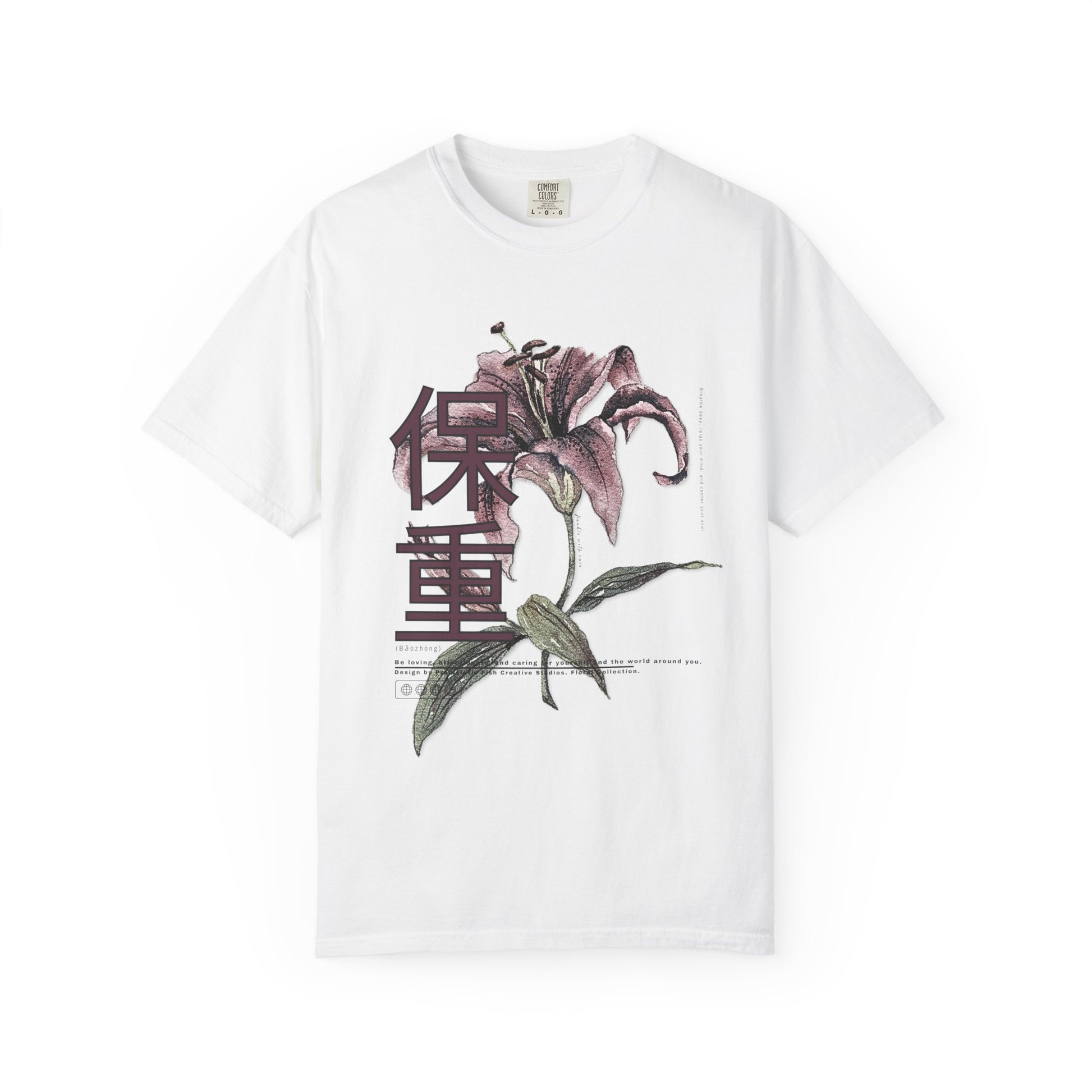 Take Care (Mandarin) Floral Collection - Pink/White Comfort Colors T-Shirt