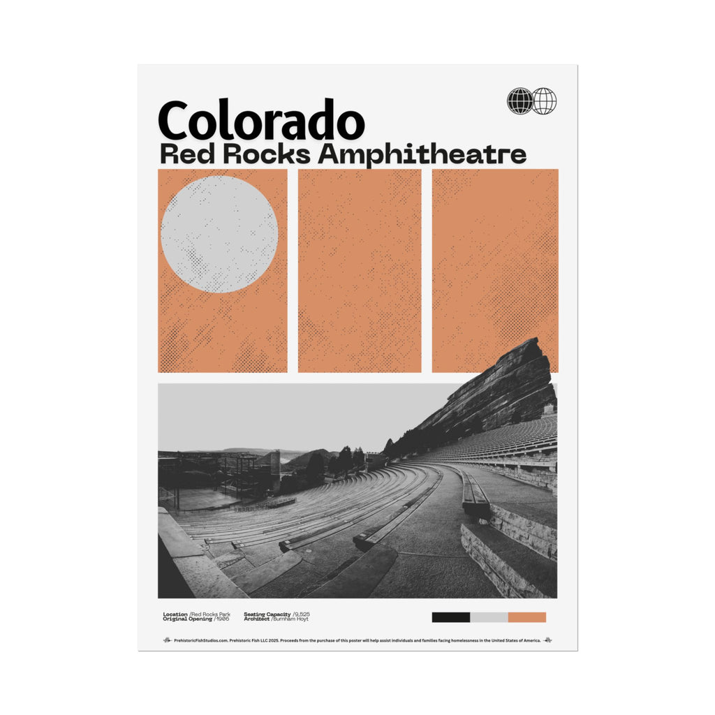 Red Rocks Amphitheatre - 18x24 Modern Wall Art Rolled Poster
