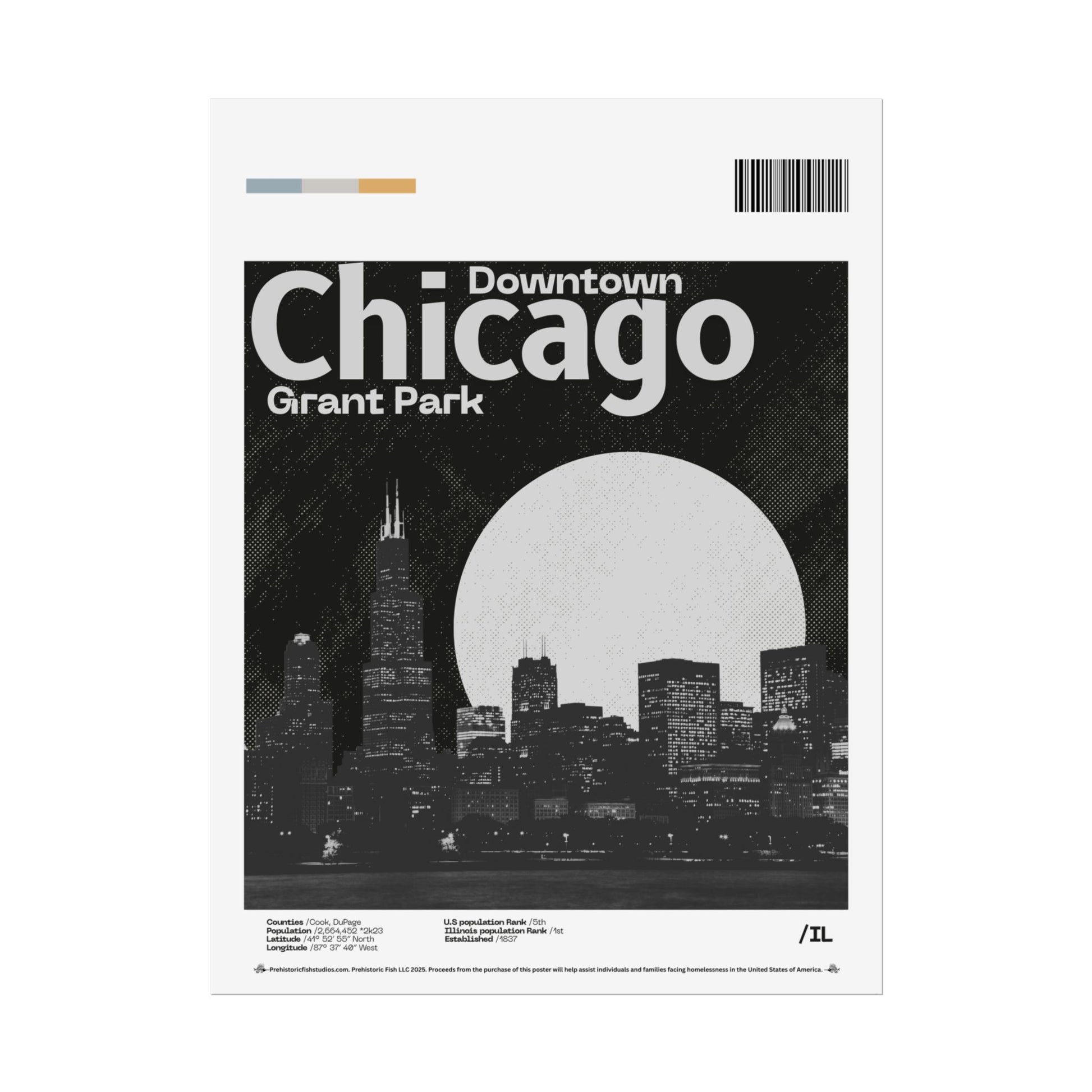 Downtown, Grant Park Chicago - 18x24 Modern Wall Art Rolled Poster