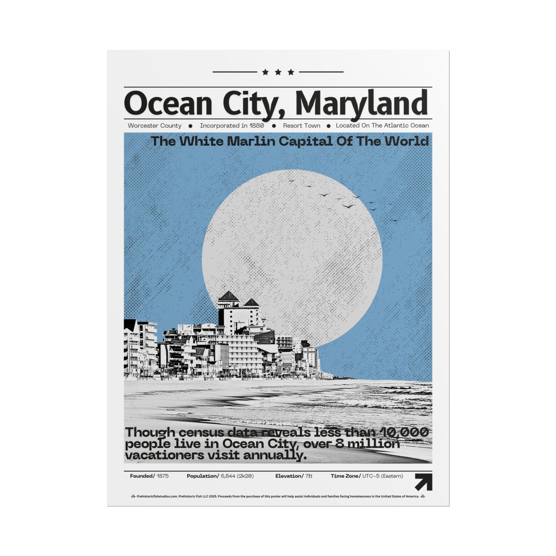 Ocean City Maryland - 18x24 Modern Wall Art Rolled Poster