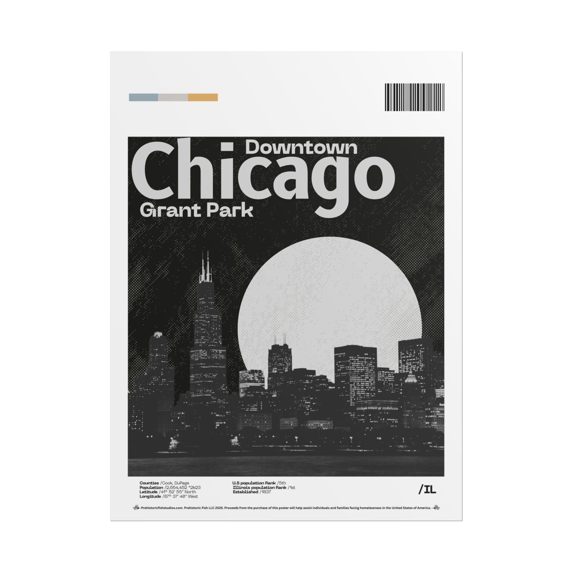 Downtown, Grant Park Chicago - 18x24 Modern Wall Art Rolled Poster
