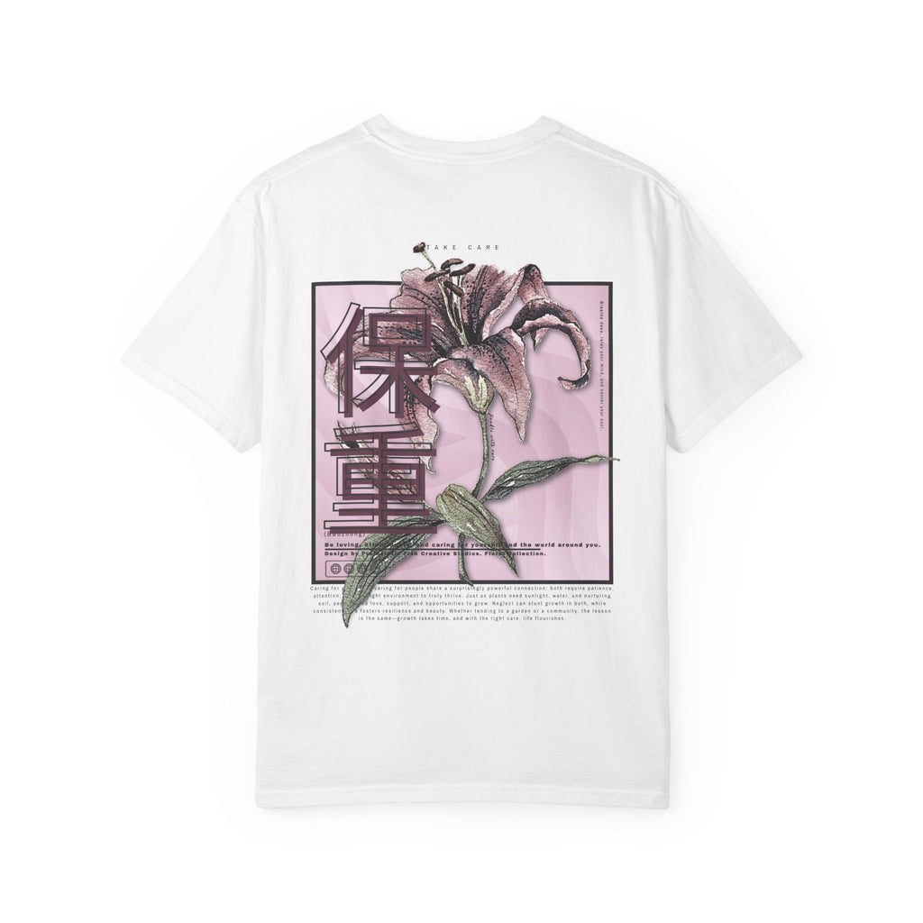 Take Care (Mandarin) Floral Collection - Pink/White Comfort Colors T-Shirt