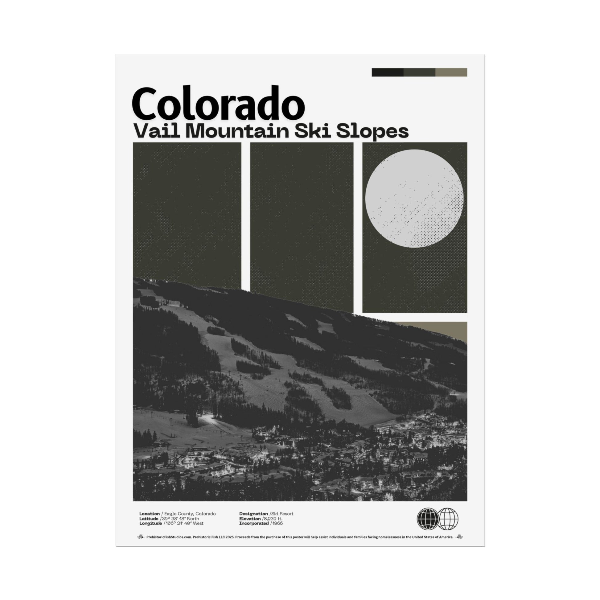 Vail Mountain Ski Slopes - 18x24 Modern Wall Art Rolled Poster