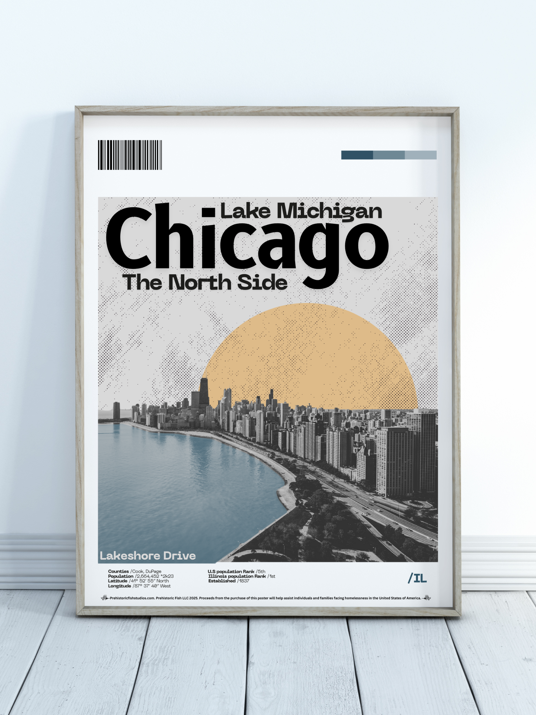 Lake Michigan, The North Side Chicago - 18x24 Modern Wall Art Rolled Poster