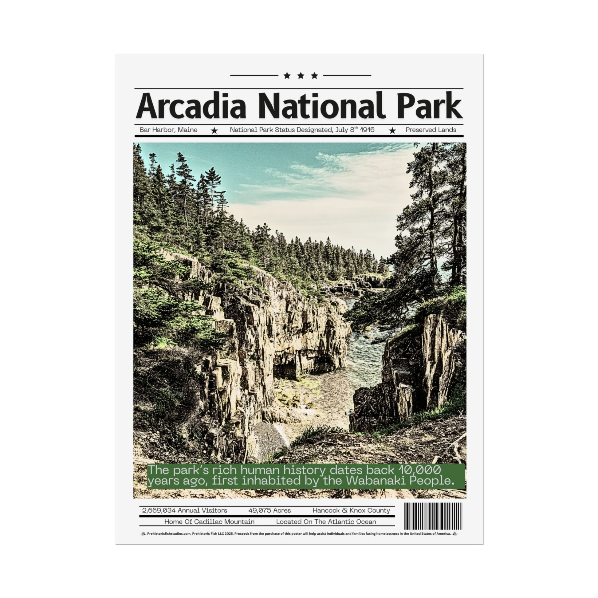 Arcadia National Park - 18x24 Modern Wall Art Rolled Poster