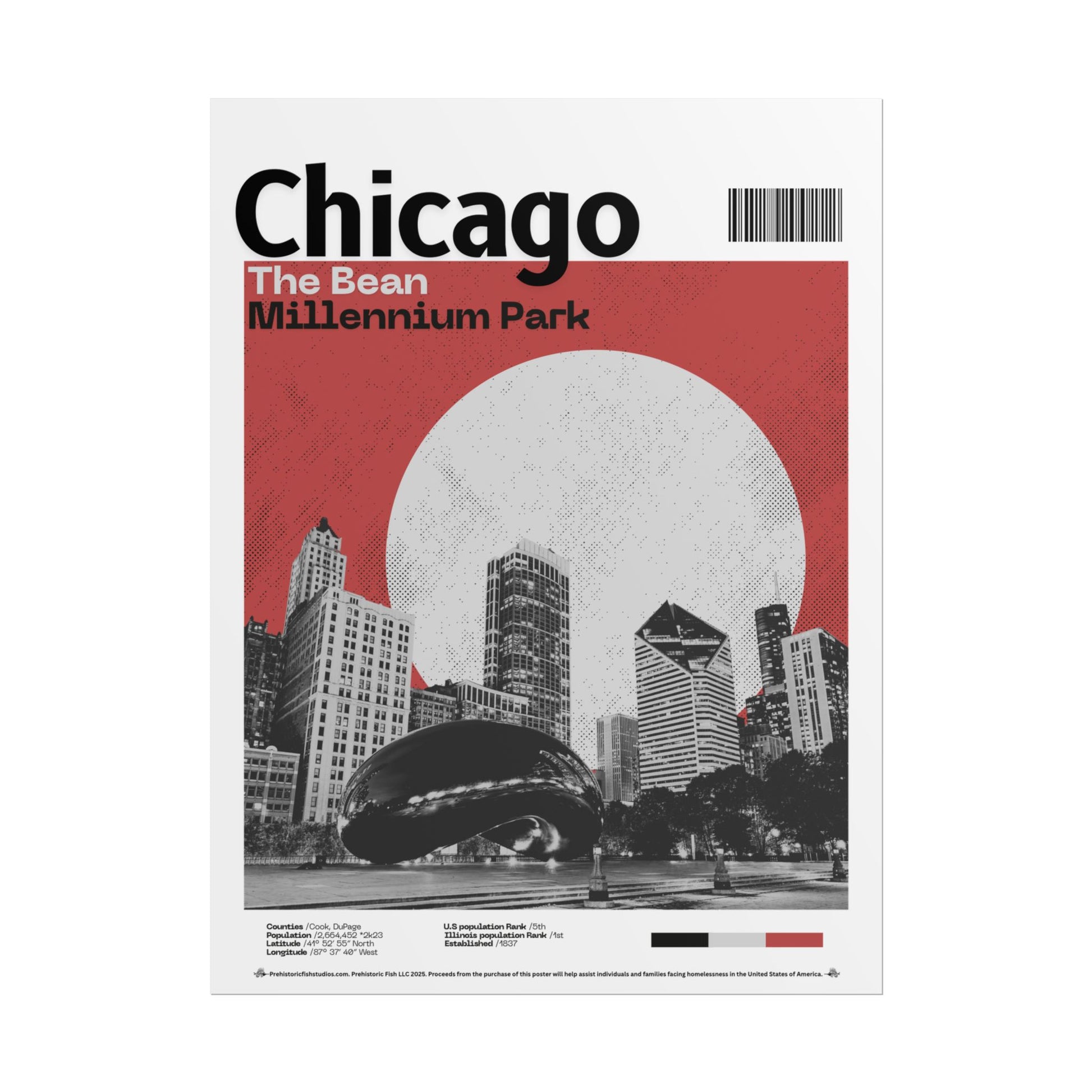 The Bean, Millennium Park Chicago - 18x24 Modern Wall Art Rolled Poster