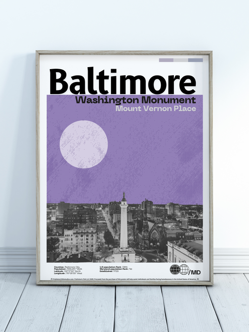 Baltimore Mount Vernon Place - 18x24 Modern Wall Art Rolled Poster