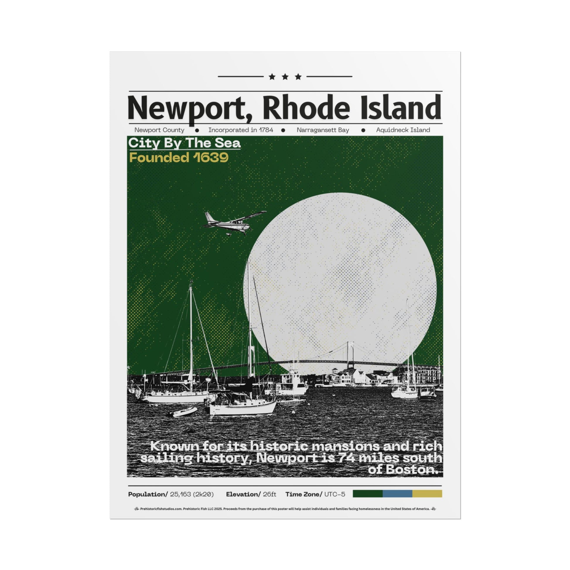 Newport Rhode Island - 18x24 Modern Wall Art Rolled Poster