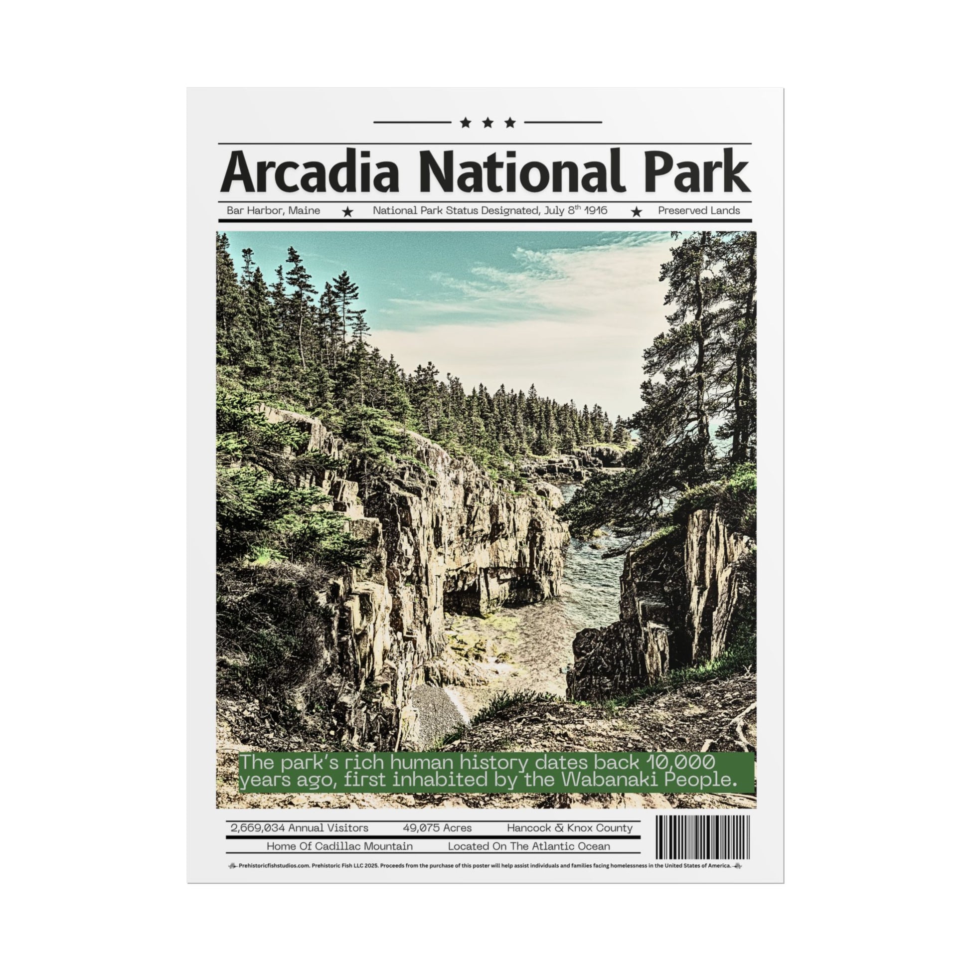 Arcadia National Park - 18x24 Modern Wall Art Rolled Poster