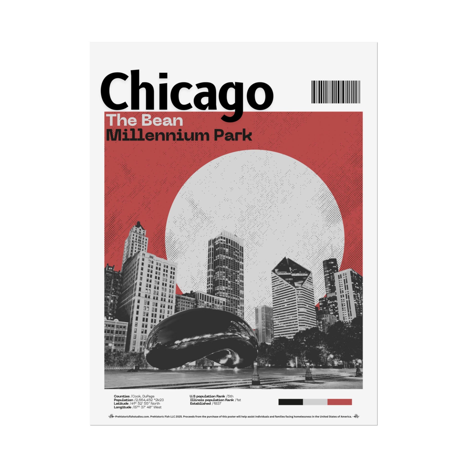The Bean, Millennium Park Chicago - 18x24 Modern Wall Art Rolled Poster