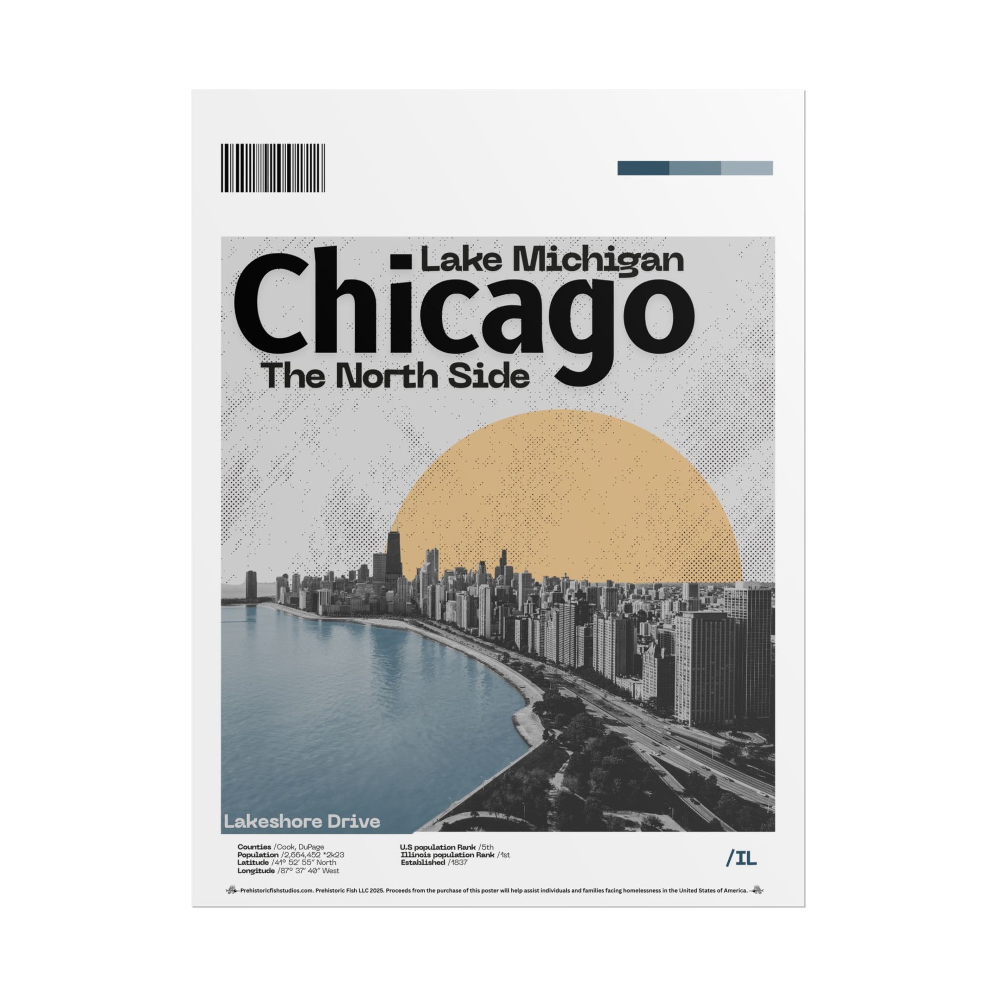 Lake Michigan, The North Side Chicago - 18x24 Modern Wall Art Rolled Poster