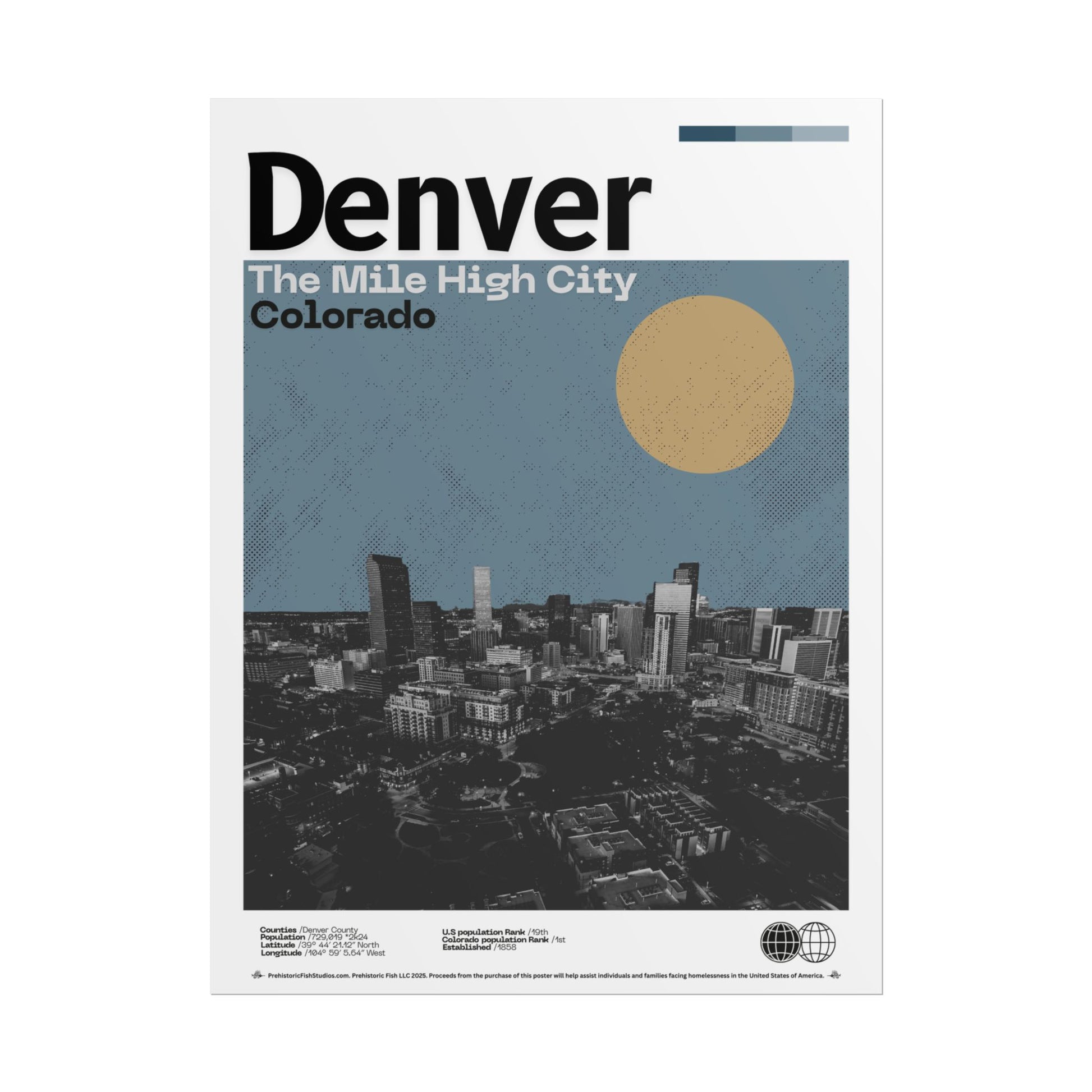 The Mile High City (2) - 18x24 Modern Wall Art Rolled Poster