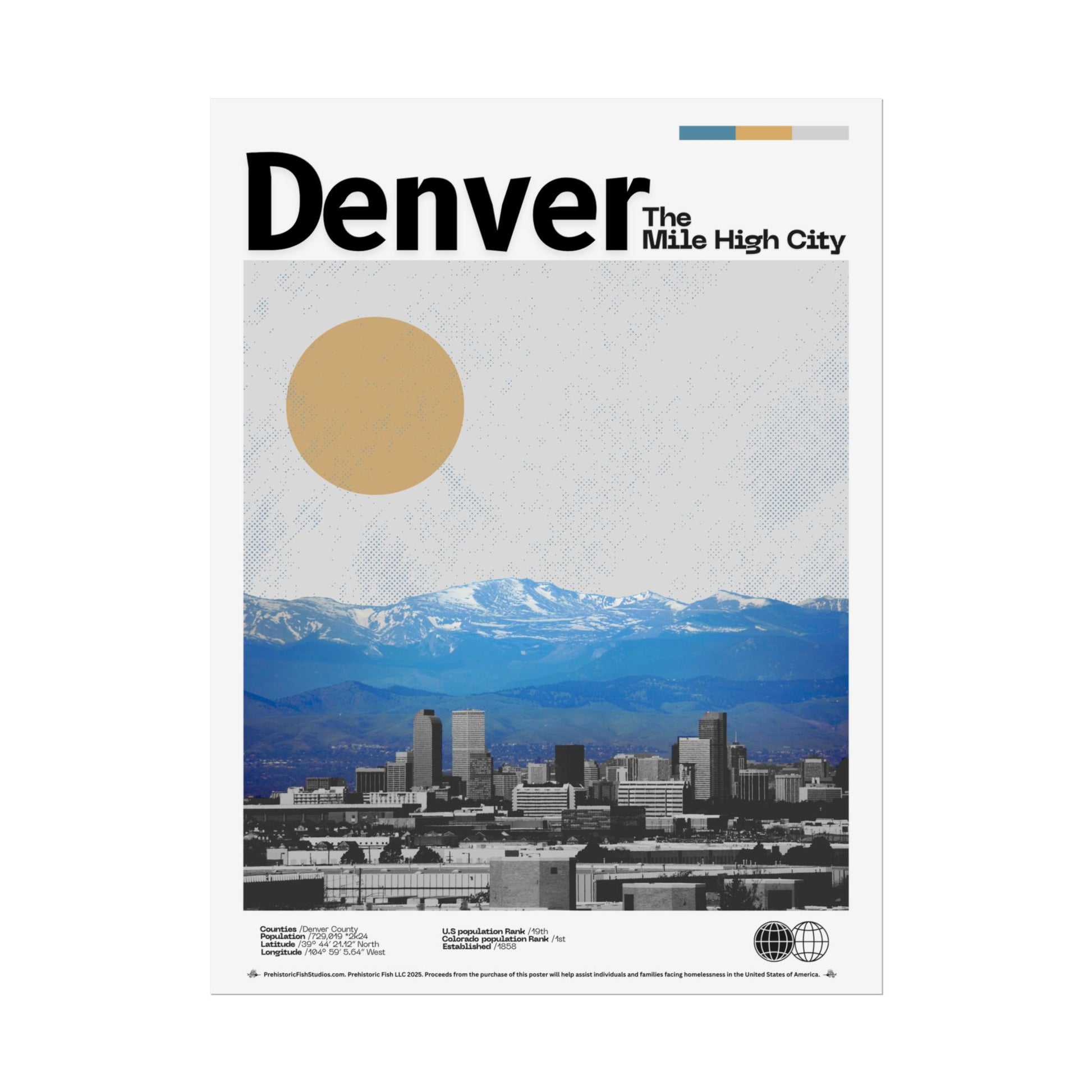 The Mile High City - 18x24 Modern Wall Art Rolled Poster