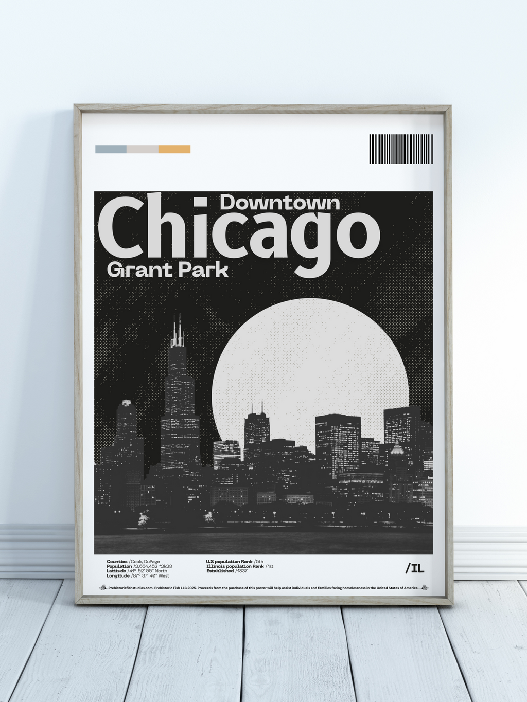 Downtown, Grant Park Chicago - 18x24 Modern Wall Art Rolled Poster
