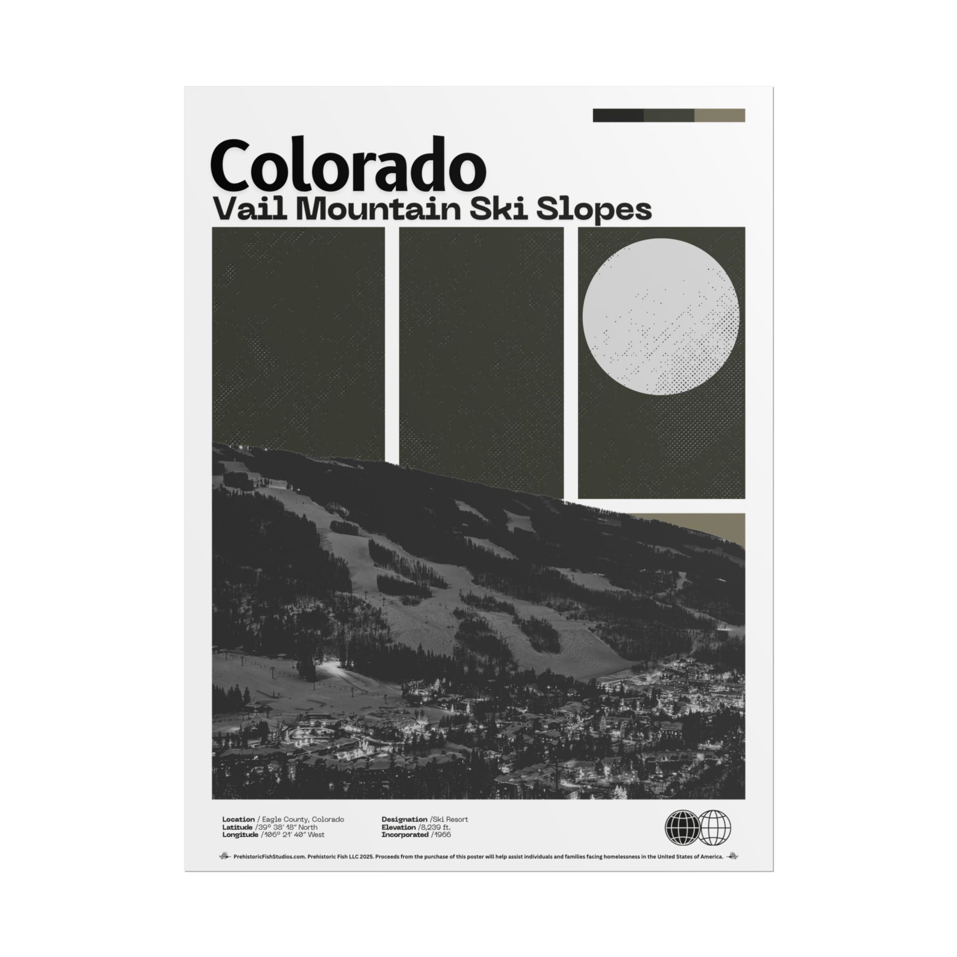 Vail Mountain Ski Slopes - 18x24 Modern Wall Art Rolled Poster