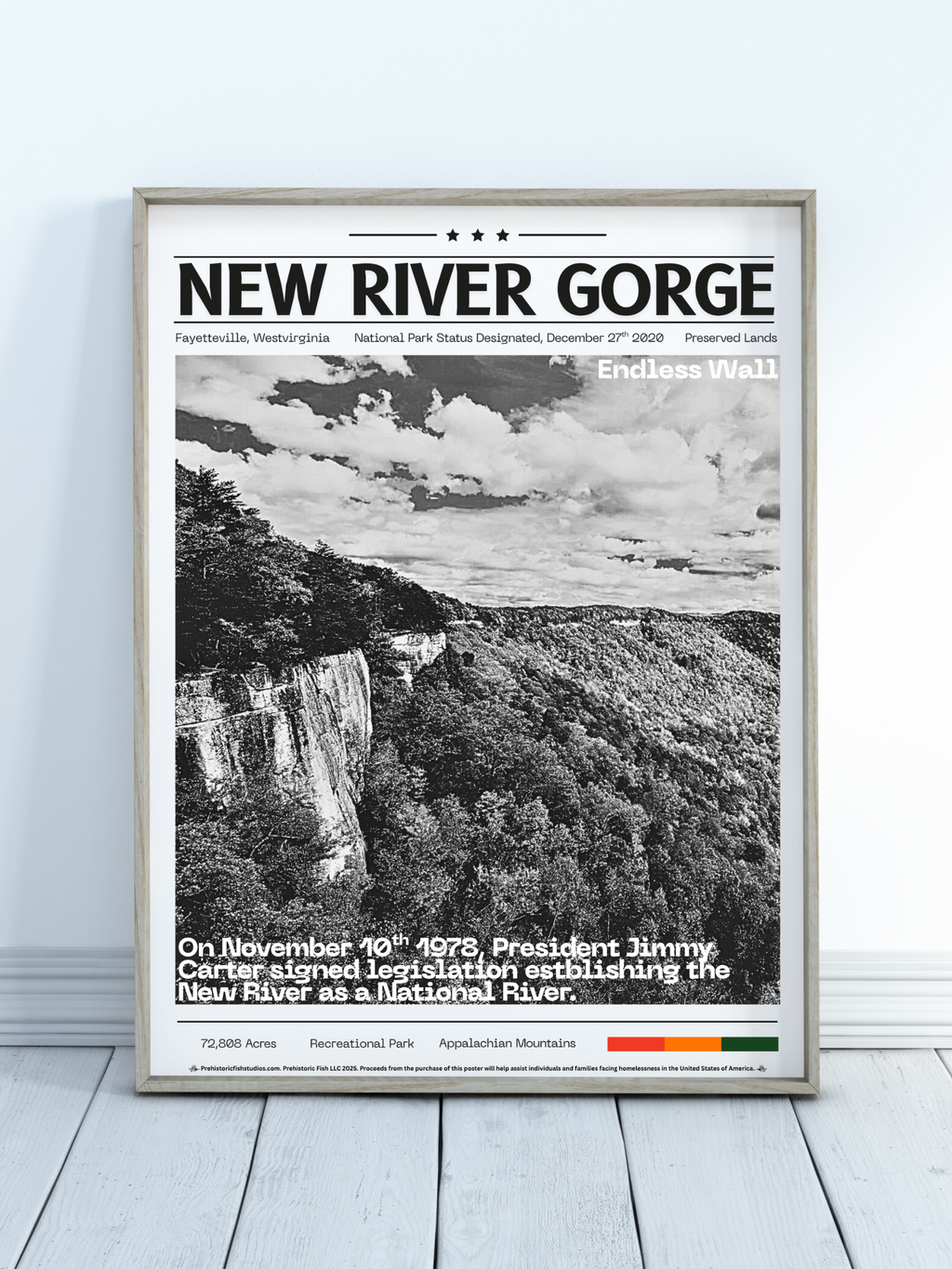 New River Gorge Endless Wall - 18x24 Modern Wall Art Rolled Poster