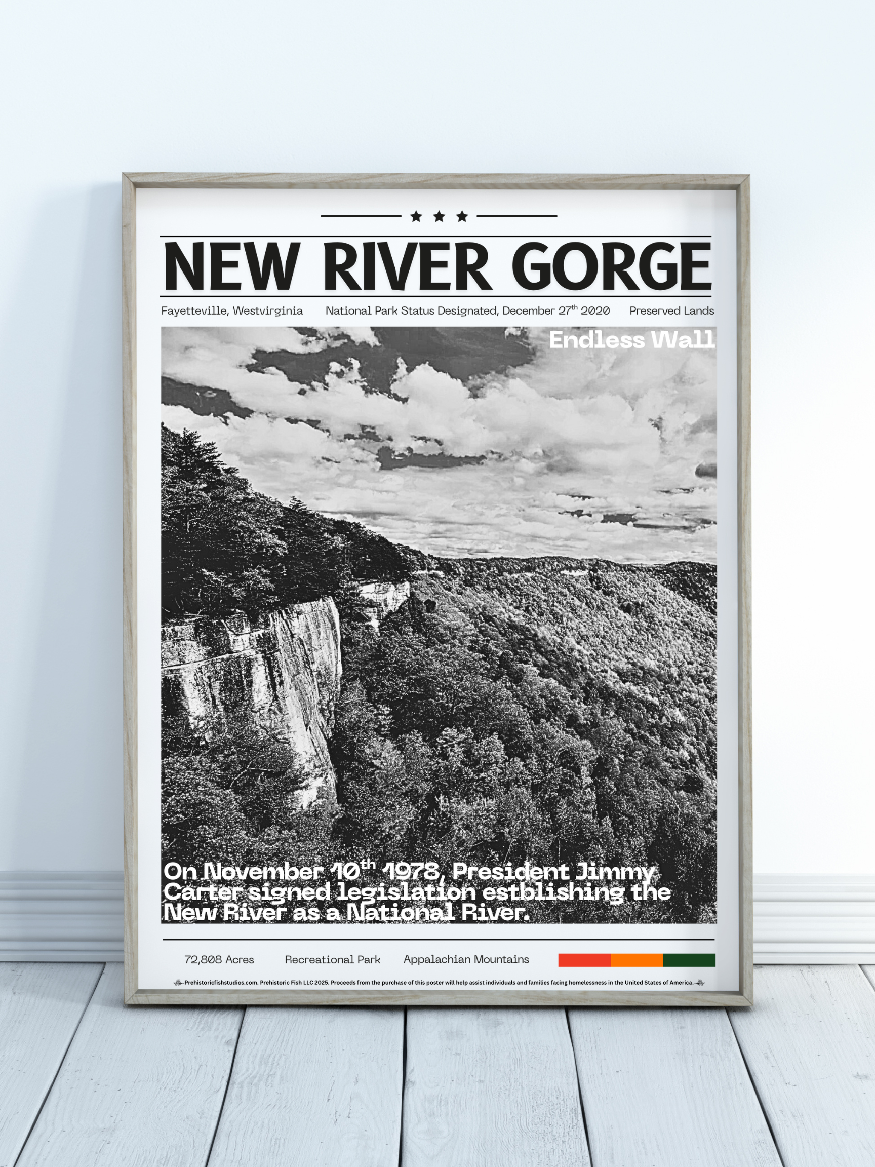 New River Gorge Endless Wall - 18x24 Modern Wall Art Rolled Poster