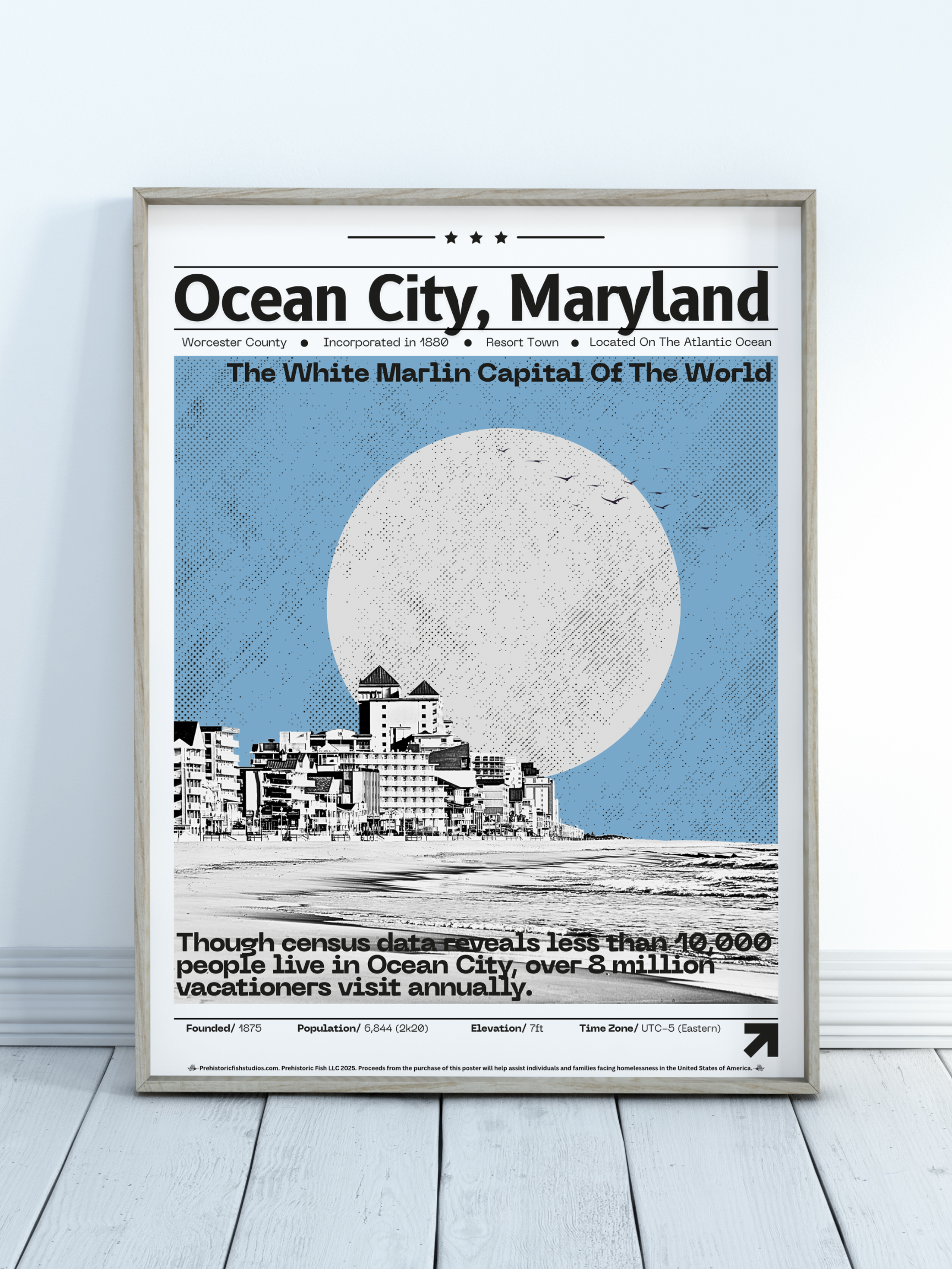 Ocean City Maryland - 18x24 Modern Wall Art Rolled Poster