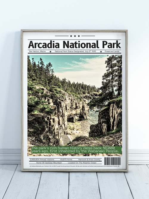 Arcadia National Park - 18x24 Modern Wall Art Rolled Poster
