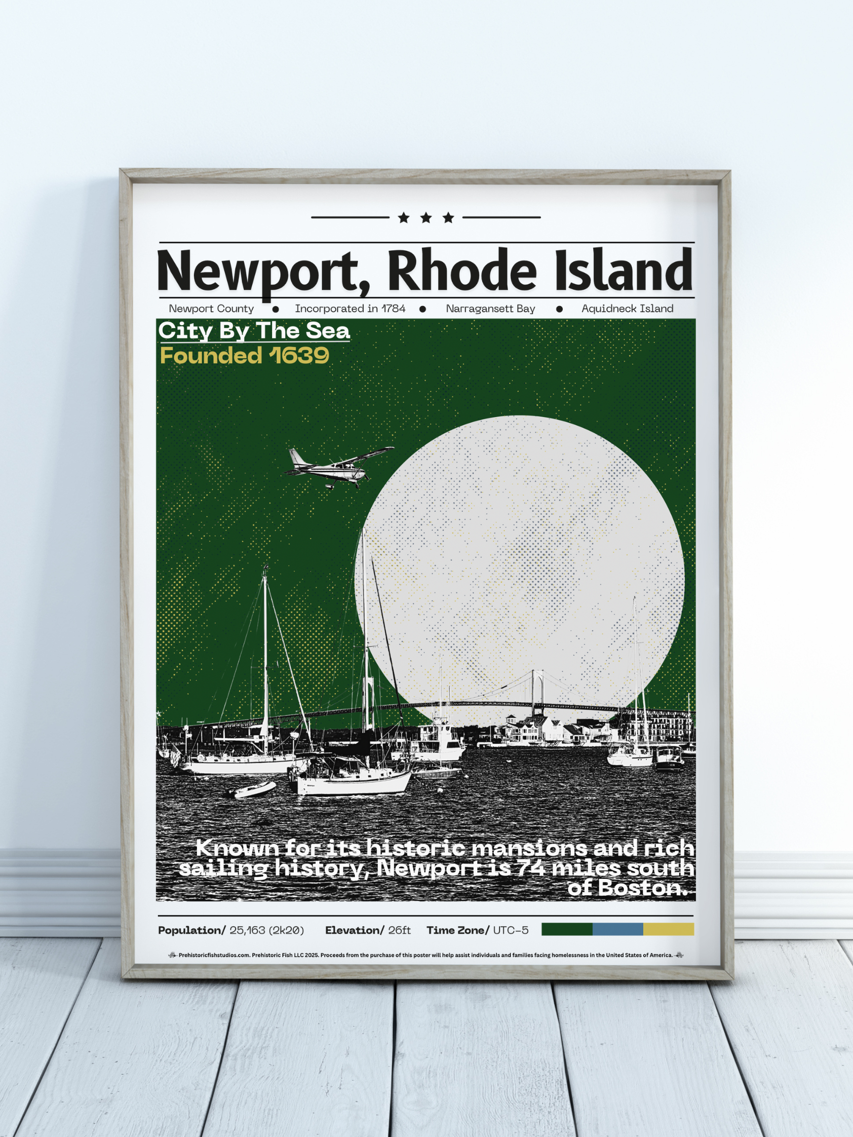 Newport Rhode Island - 18x24 Modern Wall Art Rolled Poster