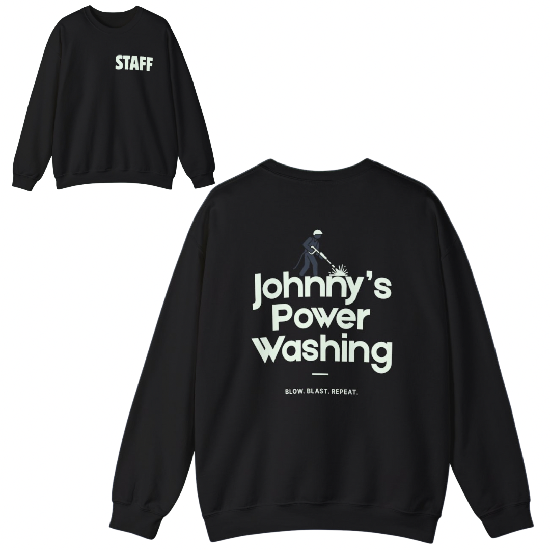 Johnny’s Power Washing Funny Staff Pull Over Sweatshirt