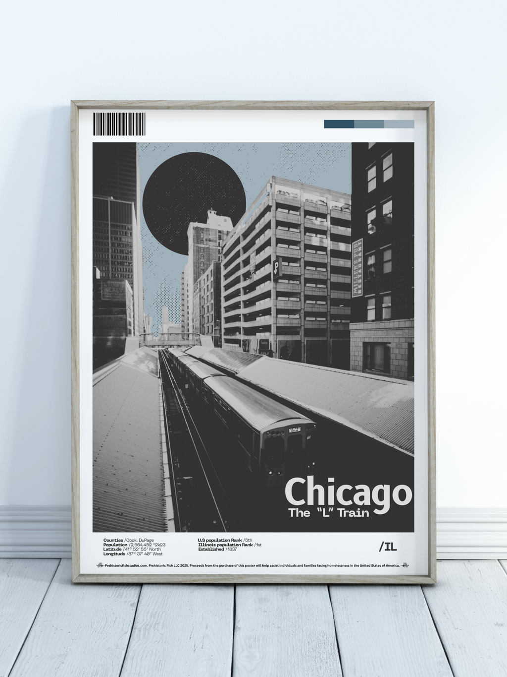 The “L” Train Chicago - 18x24 Modern Wall Art Rolled Poster