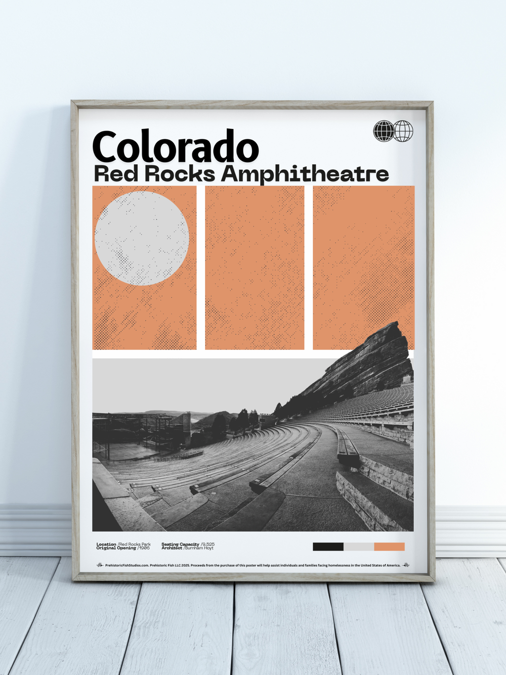 Red Rocks Amphitheatre - 18x24 Modern Wall Art Rolled Poster