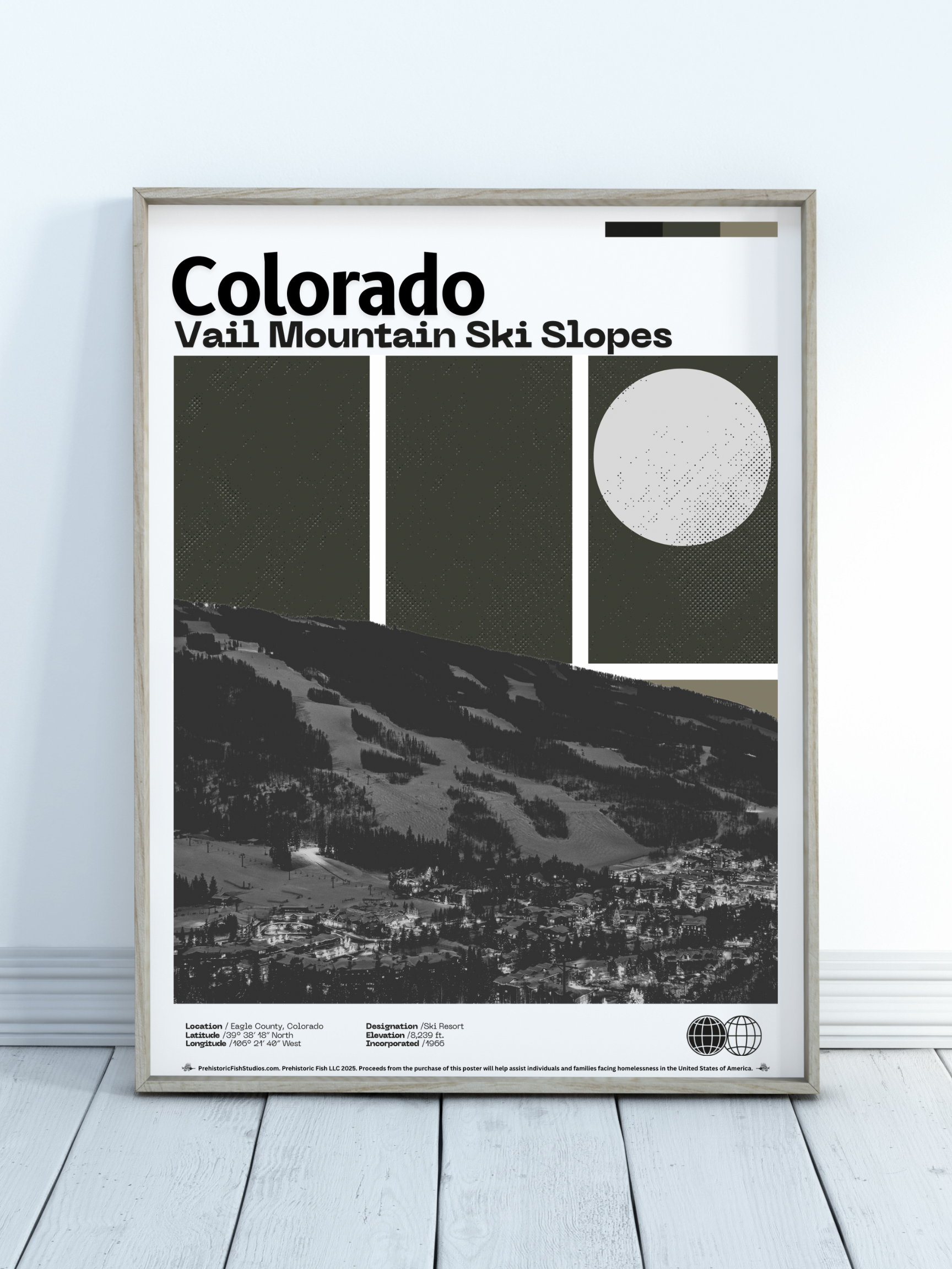 Vail Mountain Ski Slopes - 18x24 Modern Wall Art Rolled Poster