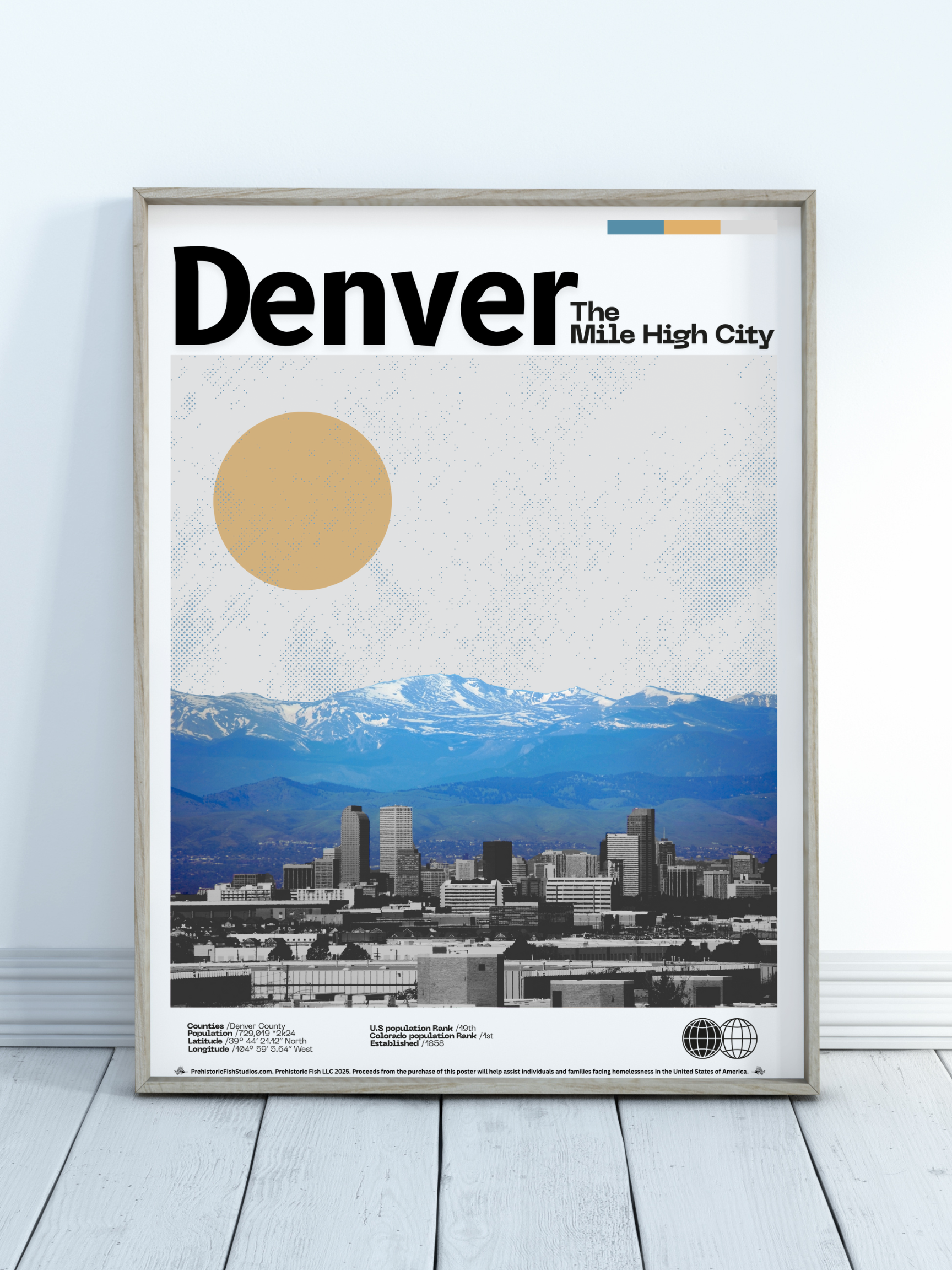 The Mile High City - 18x24 Modern Wall Art Rolled Poster